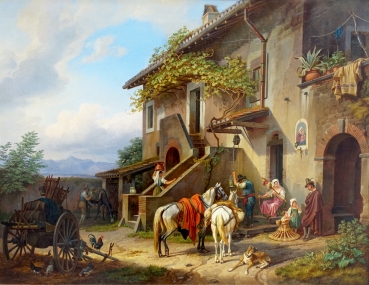 Johann Adam Klein, Rast vor einer Taverne